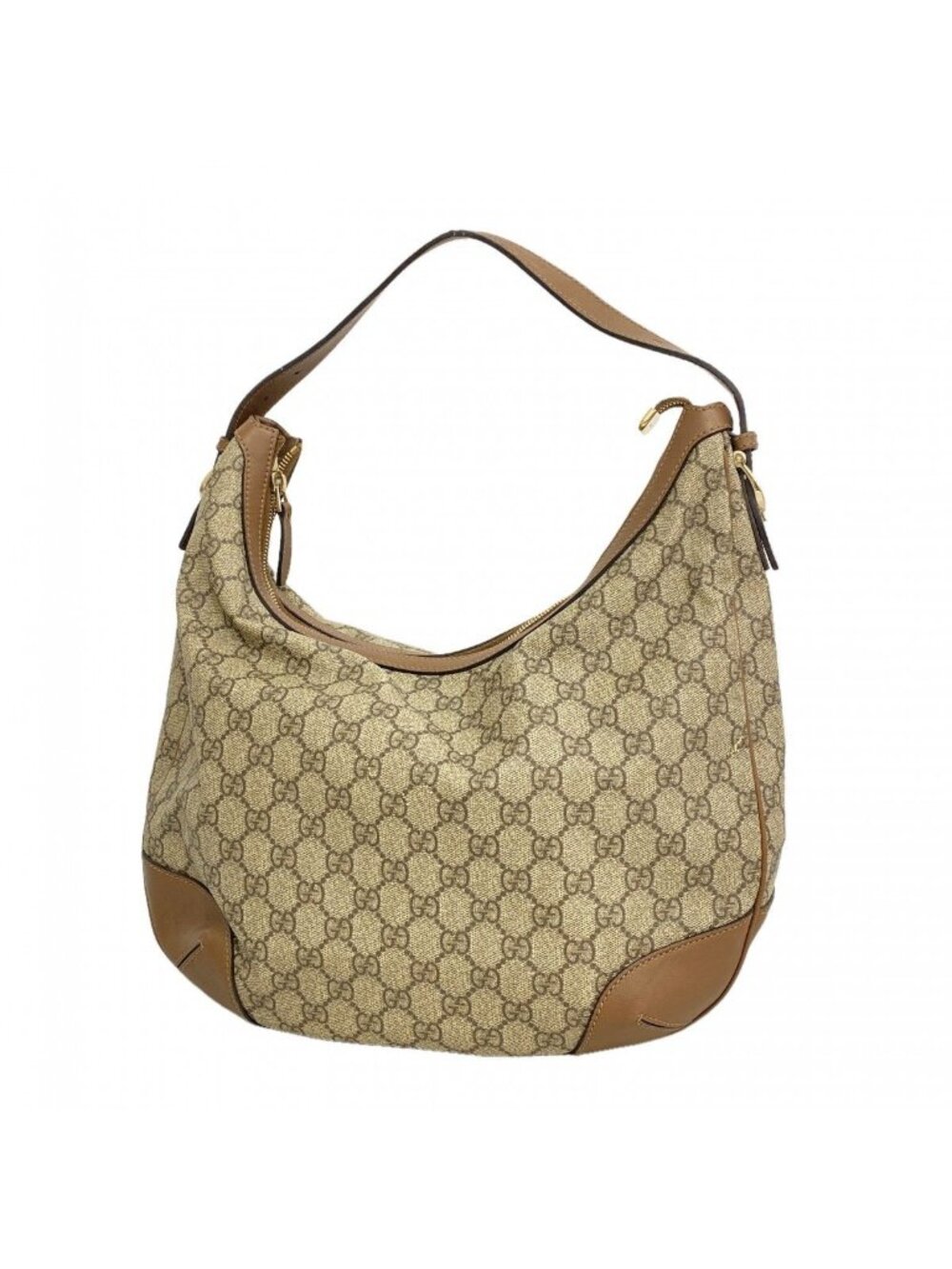 Gucci Shoulder Bag GG Supreme Beige Brown Champagne Gold